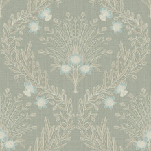 Grandeco Flora Sage Green Blue Wallpaper Flowers Nature Modern Textured Vinyl