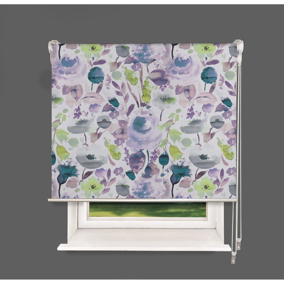 (120 cm Width x 140 cm Drop, Winter) Lister Cartwright Floral Double Blackout Roller Blind Privacy Shades Roller Blinds Child Safety