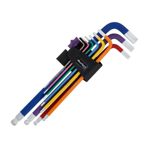 BlueSpot BlueSpot 9pc Extra Long Colour Coded Ball End Metric Hex Key Set 1.5-10mm 15301 1