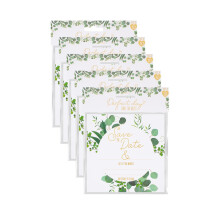 50 x Green Gold Eucalyptus Wedding Save The Date Cards Wedding Stationery