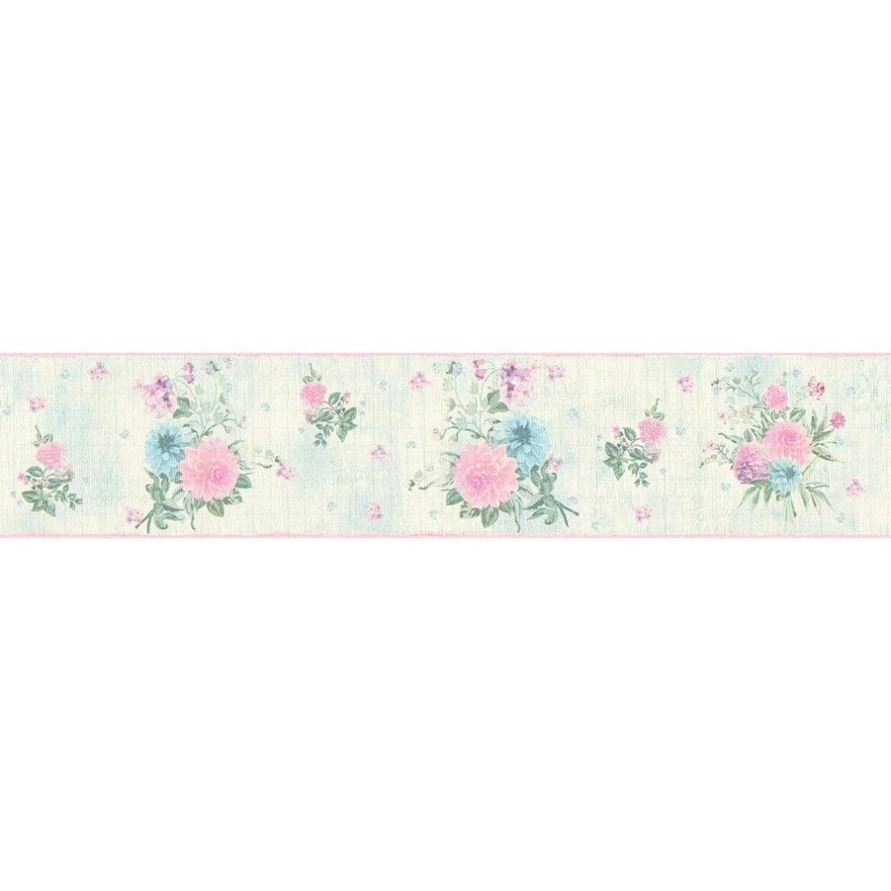As Creation Floral Stripes Chic Green Wallpaper Border Flowers Textured 5Mx13cm