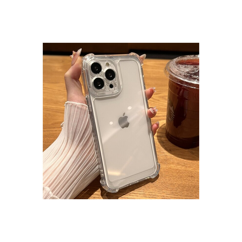 (For iPhone 13, Clear) Luxury Shockproof Transparent Case For iPhone 14 13 12 Pro Max Plus Bumper Cases Cover