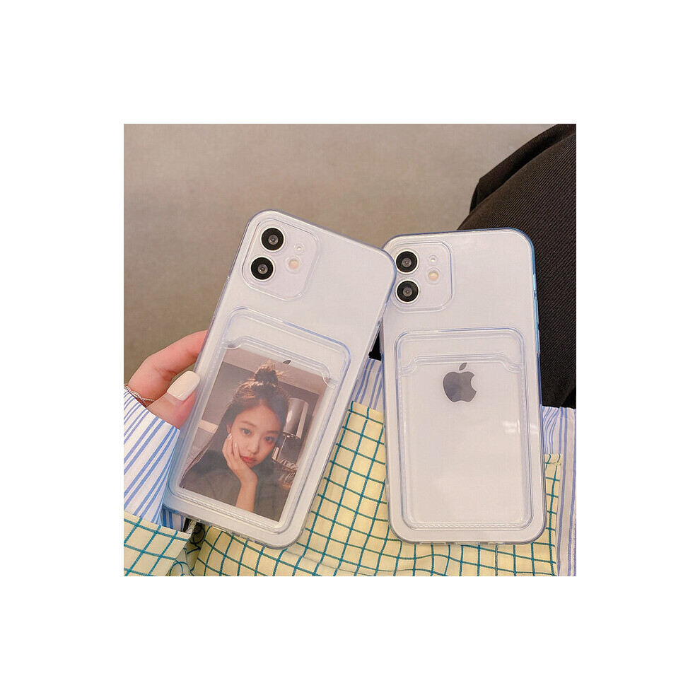 (For Iphone 13Pro, Transparent) Phone Case For Iphone 12 13 14 Mini Pro Max Plus Case Cover Soft Silicone Wallet Card Holder 763753329216