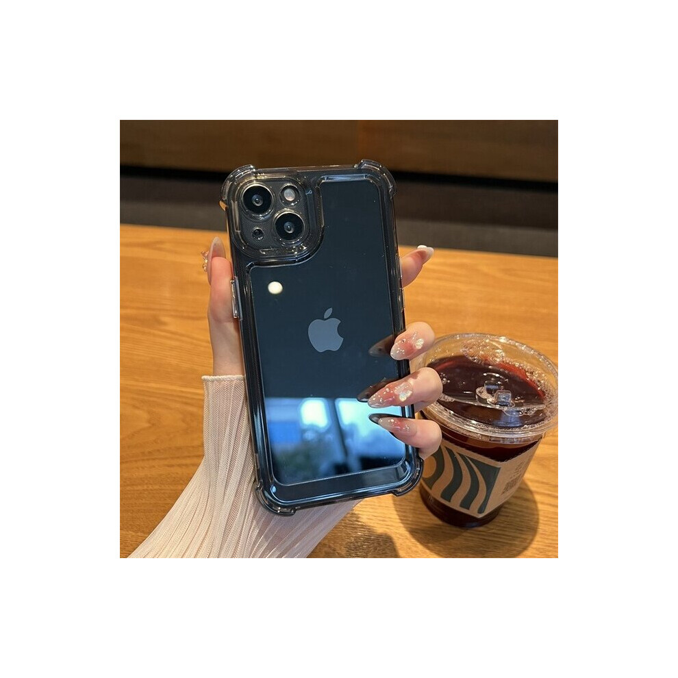 Photos - Case  Luxury Shockproof Transparent  For iPhone 14 13 12 Pro Max Plus Bumper s Cover(For iPhone 12Pro Max, Black)