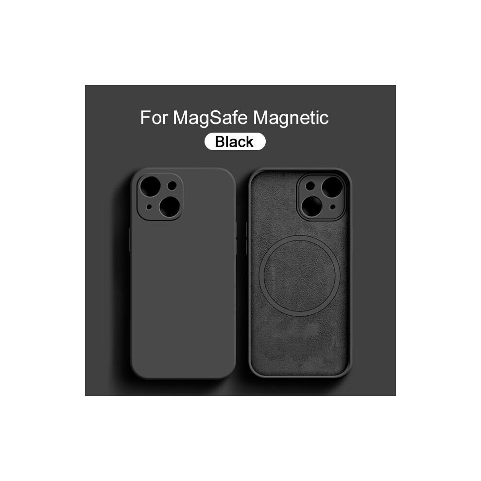 (For iPhone 13 Pro, Black) Magnetic Liquid Silicone Case For iPhone 14 12 13 Pro Max Plus For Magsafe Wireless Charging Cases Cover