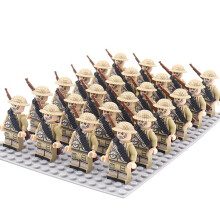 (British Army-B) Set 24pc WWII Army Military Mini Figures Building Kit fit for Lego