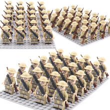 (British Army-A) Set 24pc WWII Army Military Mini Figures Building Kit fit for Lego