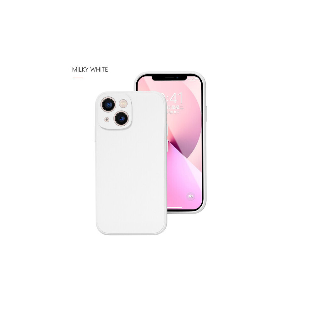 (For iphone13 PRO MAX, MILKY WHITE) Phone Case For IPhone 12 13 14 Pro Max Plus Contracted Pure Color Shockproof Liquid Silicone Soft Back Cover