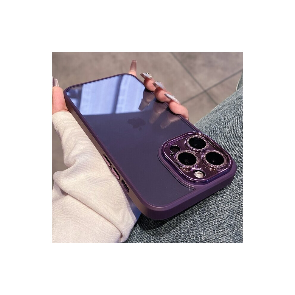 (For iPhone 14, Purple) Transparent Case For iPhone 14 13 12 11 Pro Max Plus Lens Protection Shockproof Bumper Cases Cover