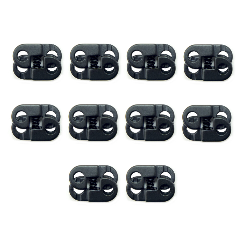 HAND T5057 Set of 10 Black Metal Hoodie Cord Locks Toggles - Hole Diameter 4 mm