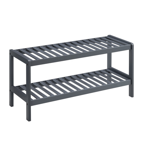 LIVIVO (GREY, 2 TIER) 2/3 Tier Bamboo Shoe Rack - Contemporary Shoe Organizer with Ample Storage