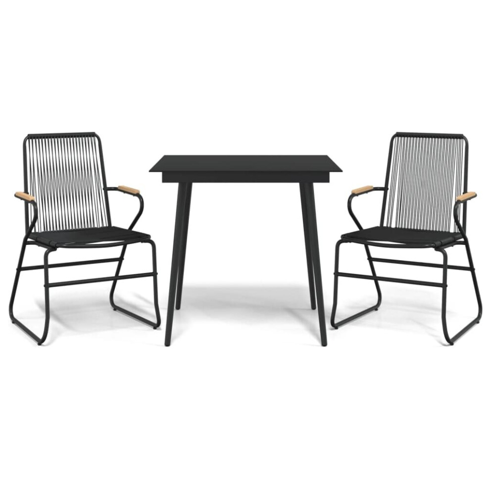 (3 pcs) vidaXL Garden Dining Set Outdoor Table and Chairs Lounge Set Black PVC Rattan