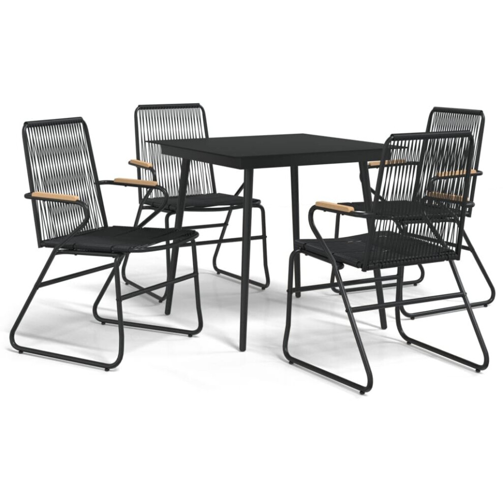 Vidaxl (5 Pcs) Garden Dining Set Outdoor Table And Chairs Lounge Set Black Pvc Rattan