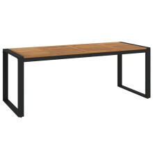 (200 x 90 x 75 cm) vidaXL Garden Table Dining Coffee Table with U-shaped Legs Solid Wood Acacia