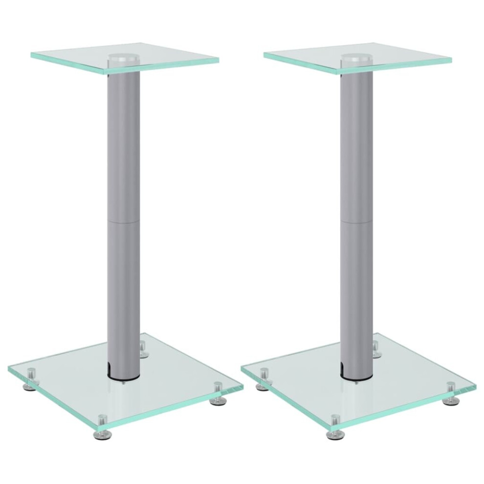Vidaxl Silver (Silver) Speaker Stands Speaker Floor Stand Pcs Tempered Glass 1 Pillar Design Size 2