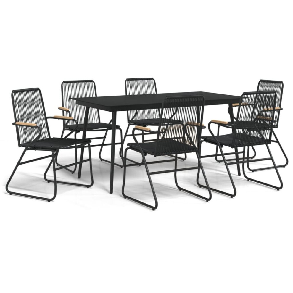 (7 pcs) vidaXL Garden Dining Set Outdoor Table and Chairs Lounge Set Black PVC Rattan