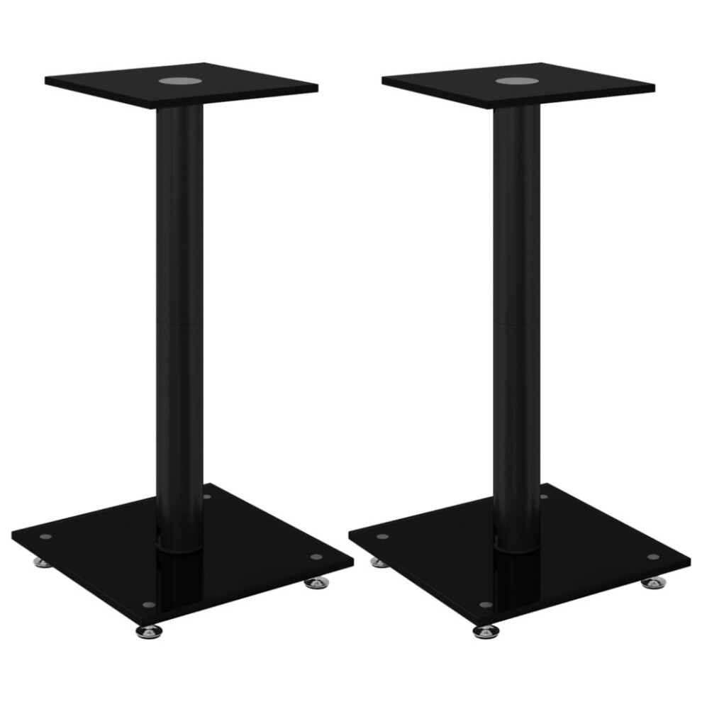Vidaxl Black (Black) Speaker Stands Speaker Floor Stand Pcs Tempered Glass 1 Pillar Design Size 2