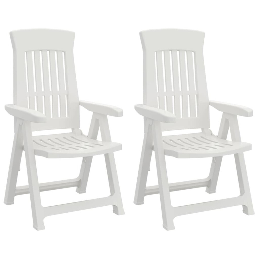 (white) vidaXL Garden Reclining Chairs Outdoor Armchair Recliner Dining Chair 2 pcs PP