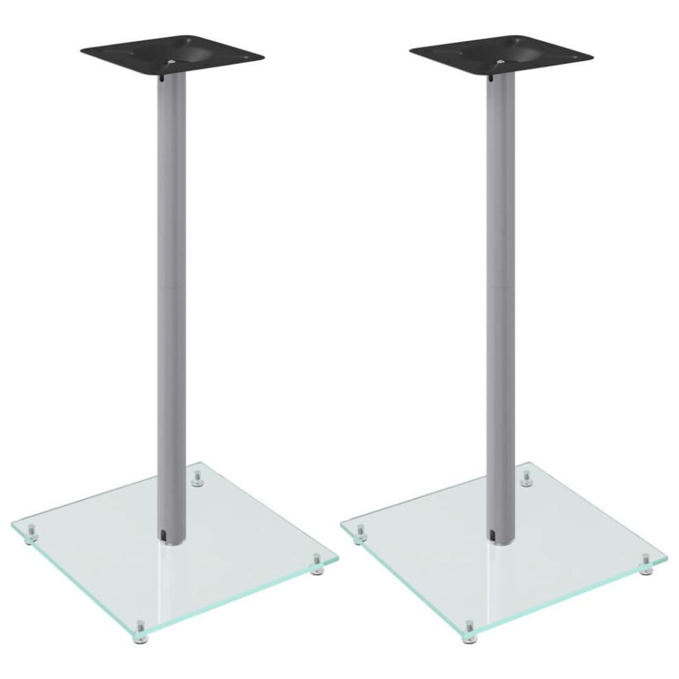 (silver, 40 x 40 x 86 cm) vidaXL Speaker Stands Speaker Floor Stand 2 pcs Tempered Glass 1 Pillar Design