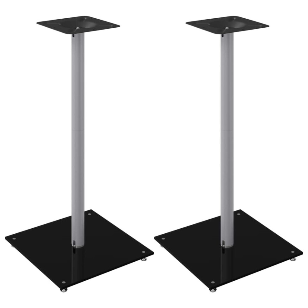 Vidaxl Black/Silver ( And 40 X 40 X 86 Cm) Speaker Stands Speaker Floor Stand 2 Pcs Tempered Glass 1 Pillar Design
