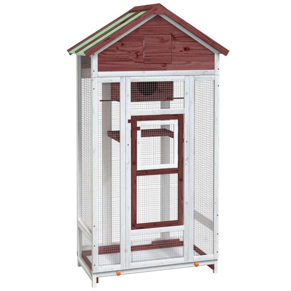 Vidaxl (Mocha) Bird House Wooden Bird Aviary Cage Finch Martin House Solid Wood Pine