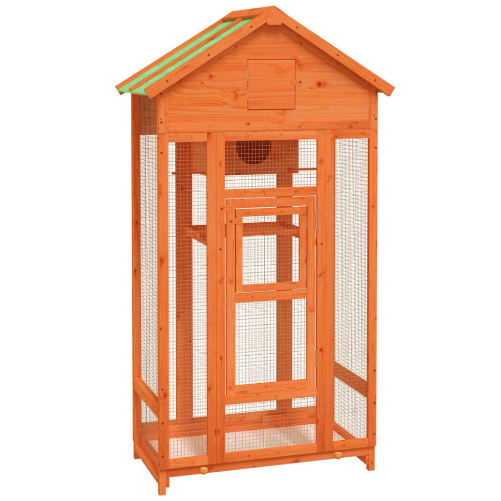Vidaxl (Brown) Bird House Wooden Bird Aviary Cage Finch Martin House Solid Wood Pine Brown
