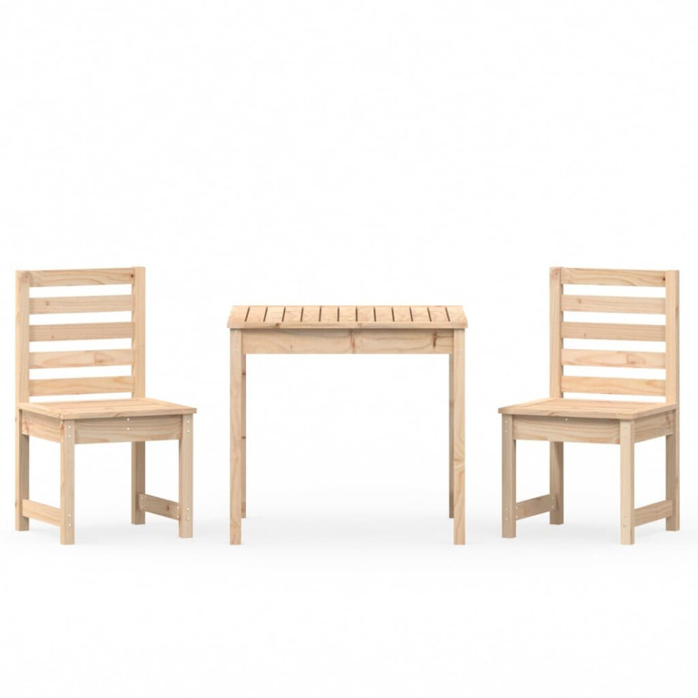 Vidaxl (Natural Pine) Garden Bistro Set Patio Table And Chair Wooden Piece Solid Wood Pine Size 3
