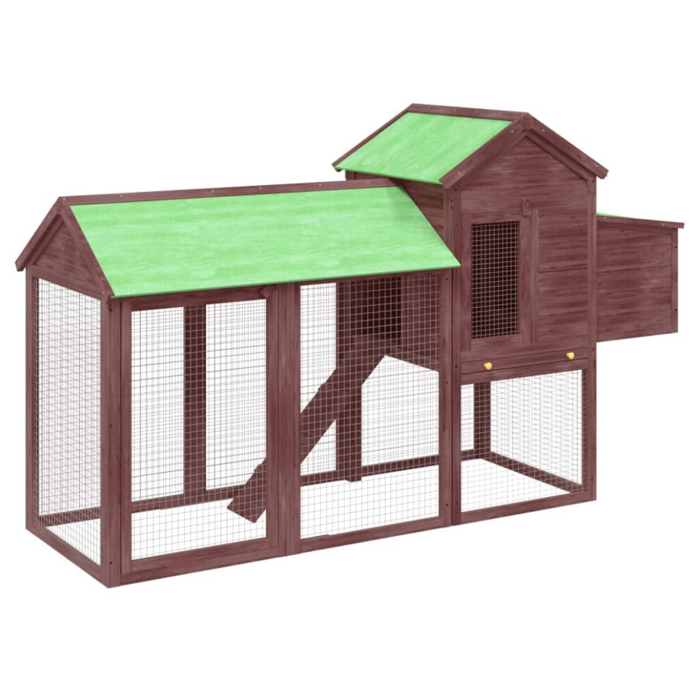 (mocha) vidaXL Chicken Coop Wooden Animal Cage Chicken House Enclosure Solid Wood Pine