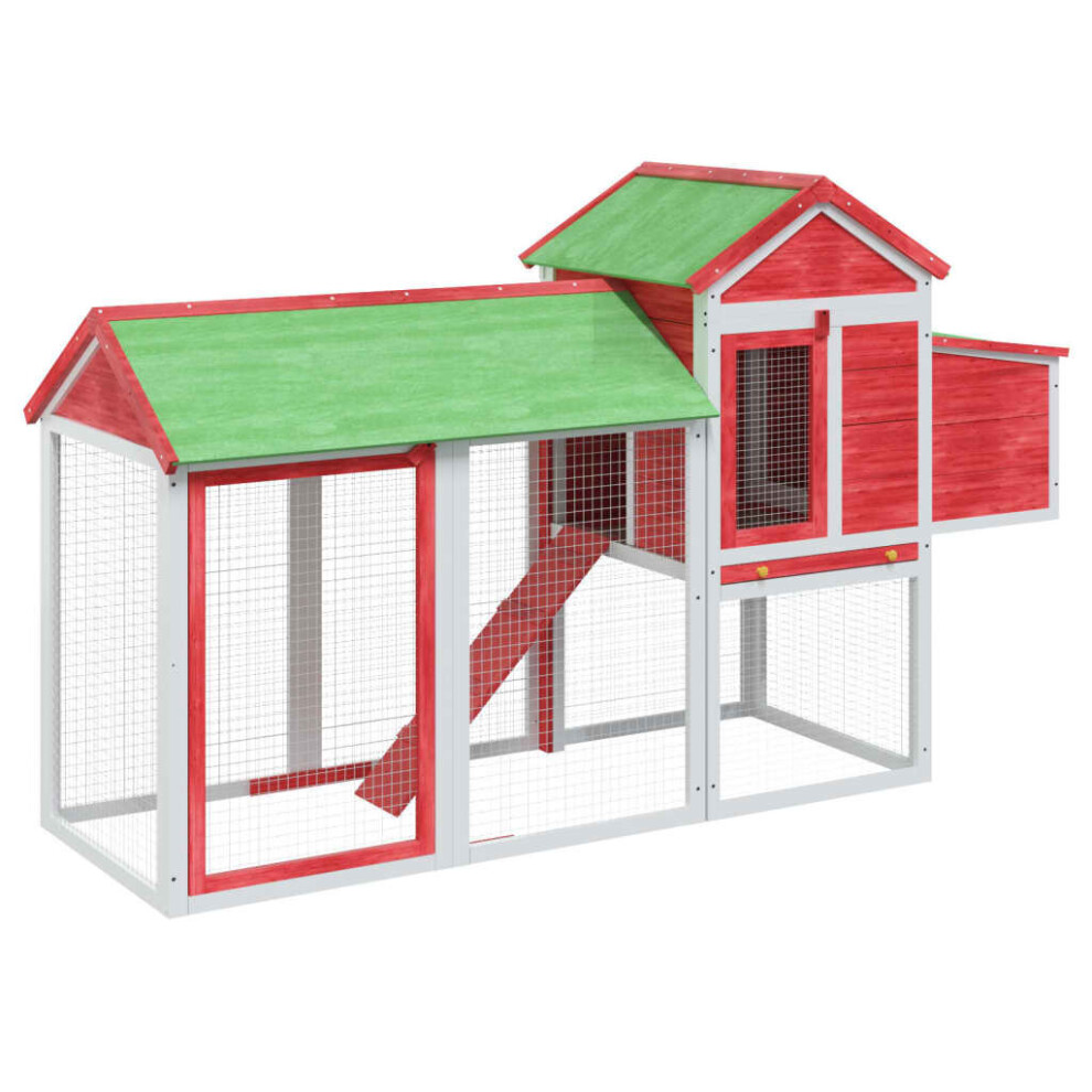 (red) vidaXL Chicken Coop Wooden Animal Cage Chicken House Enclosure Solid Wood Pine