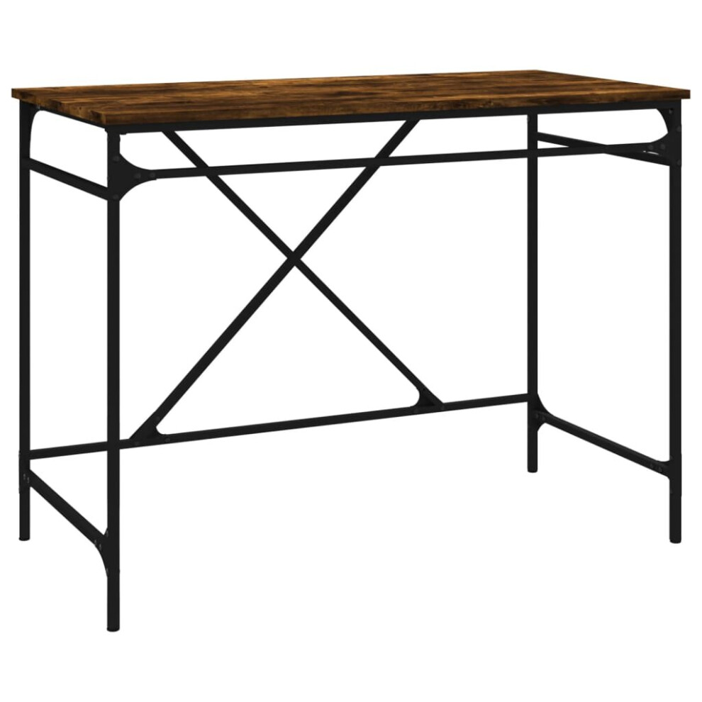 (smoked oak) vidaXL Desk Office Computer Desk Writing Desk Table Engineered Wood and Iron