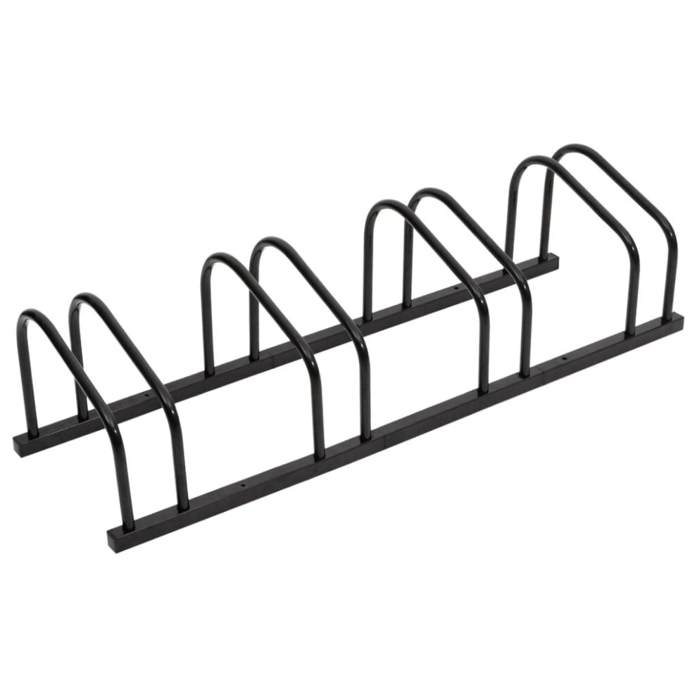 Vidaxl (Black, 4 People) Bike Rack Bike Stand Floor For 2 Bikes Bicycle Storage Galvanised Steel