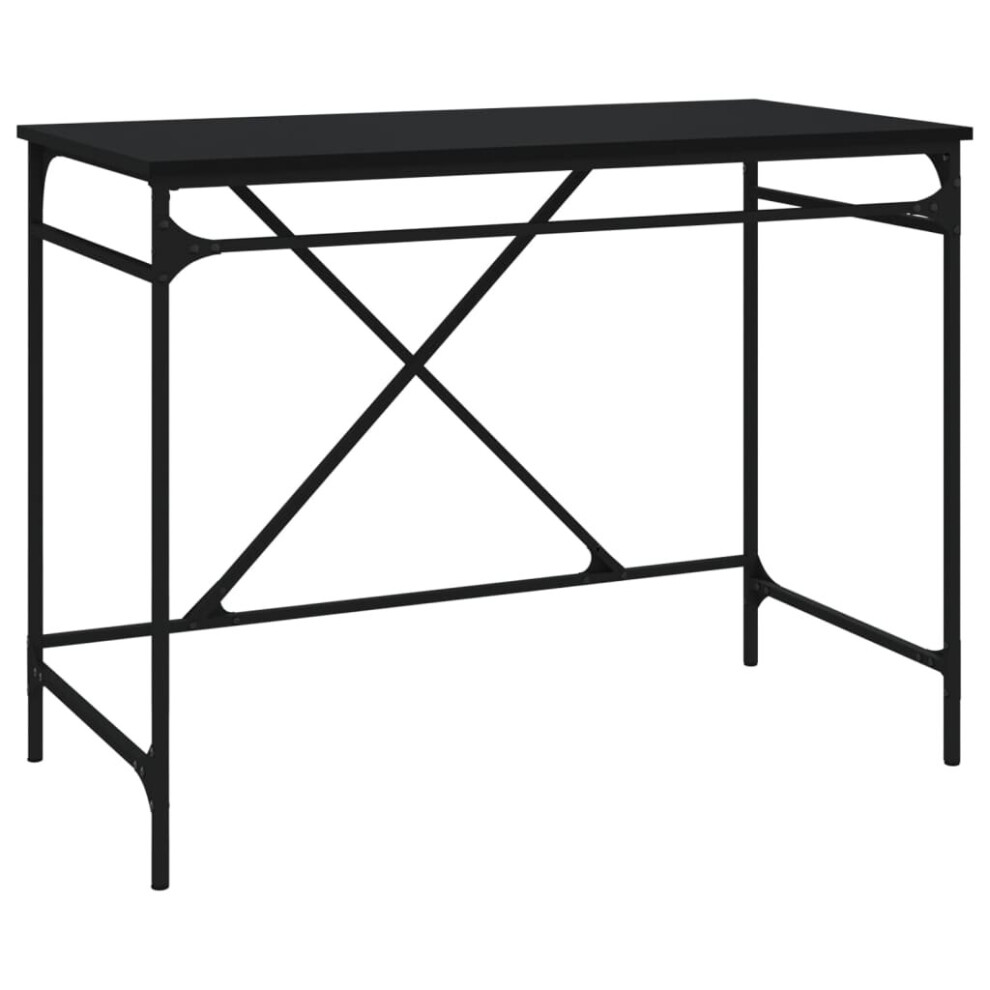 (black) vidaXL Desk Office Computer Desk Writing Desk Table Engineered Wood and Iron