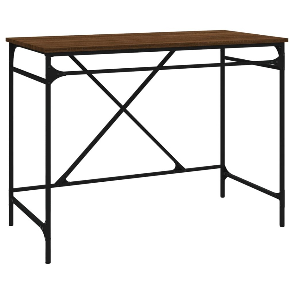 (brown oak) vidaXL Desk Office Computer Desk Writing Desk Table Engineered Wood and Iron