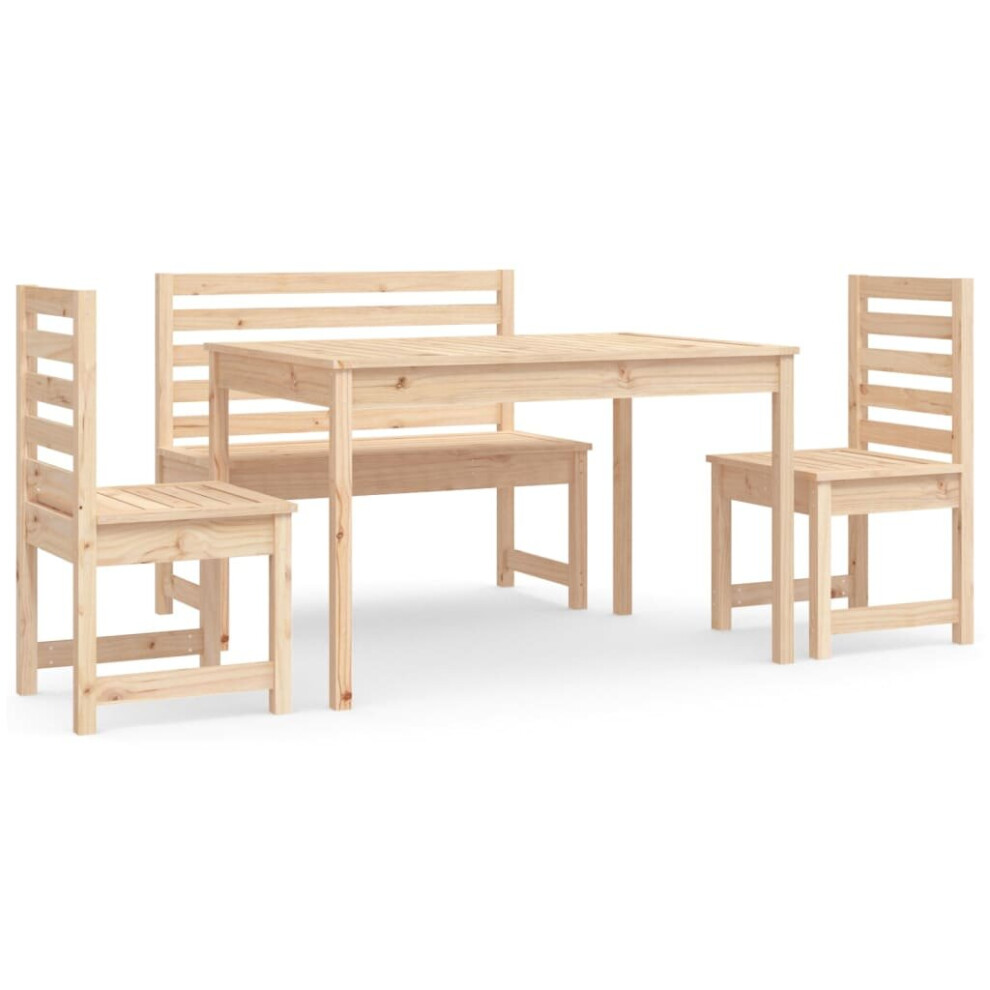 (natural pine) vidaXL Garden Dining Set Outdoor Table And Chair Set 4 Piece Solid Wood Pine