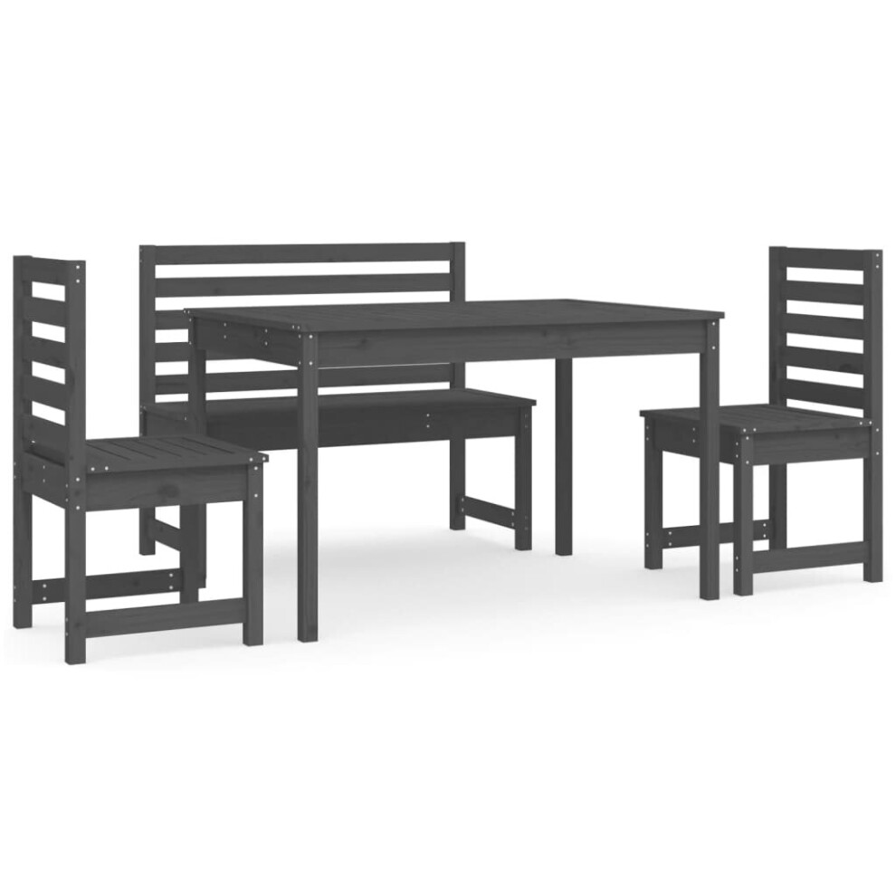 (grey pine) vidaXL Garden Dining Set Outdoor Table and Chair Set 4 Piece Solid Wood Pine