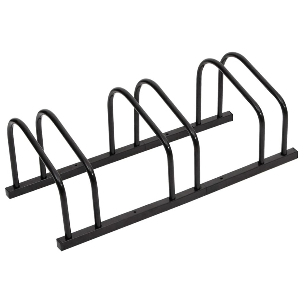 Vidaxl (Black, 3 People) Bike Rack Bike Stand Floor For 2 Bikes Bicycle Storage Galvanised Steel