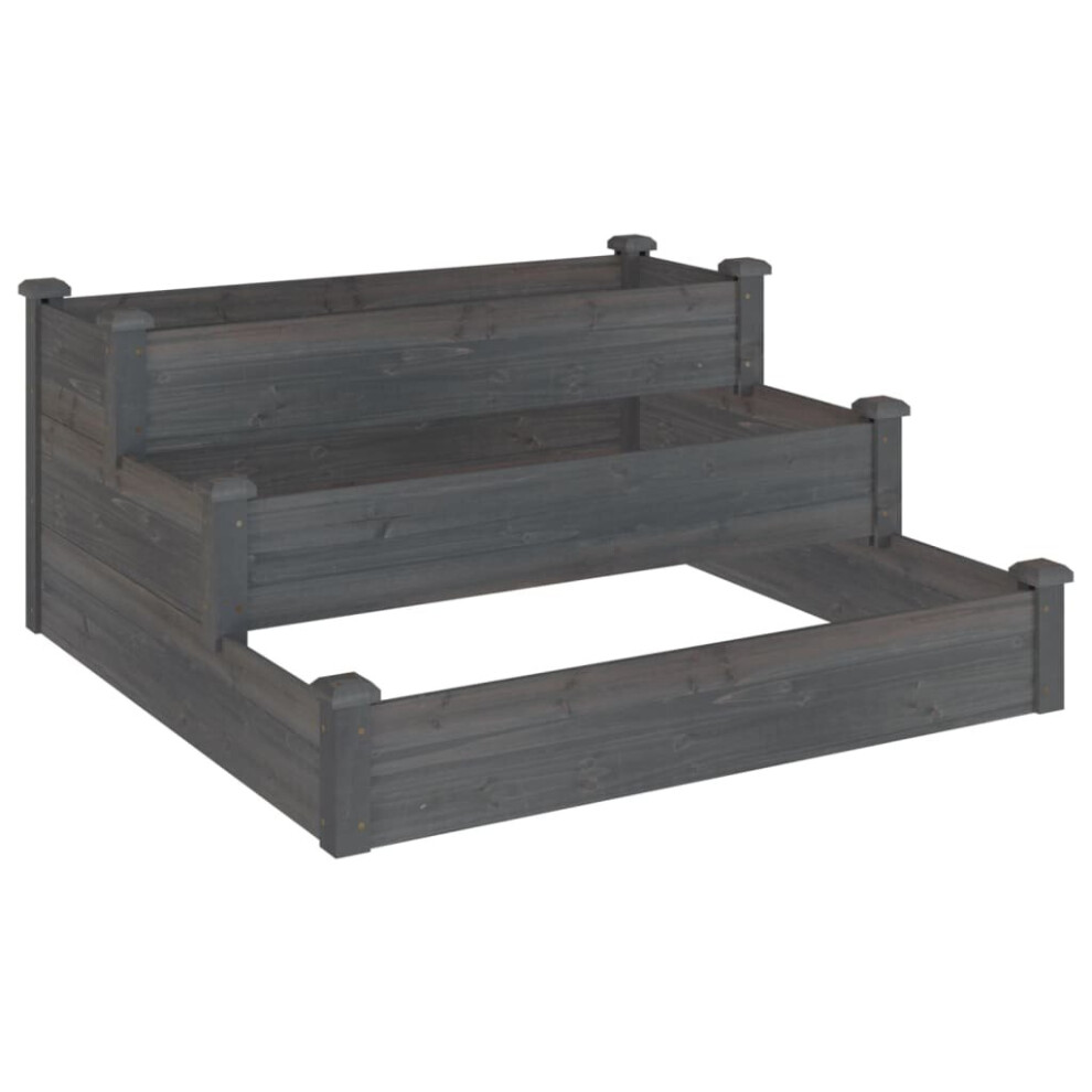 Vidaxl (Grey) Garden Raised Bed Outdoor Raised Planter Pot Flower Bed Solid Wood Fir