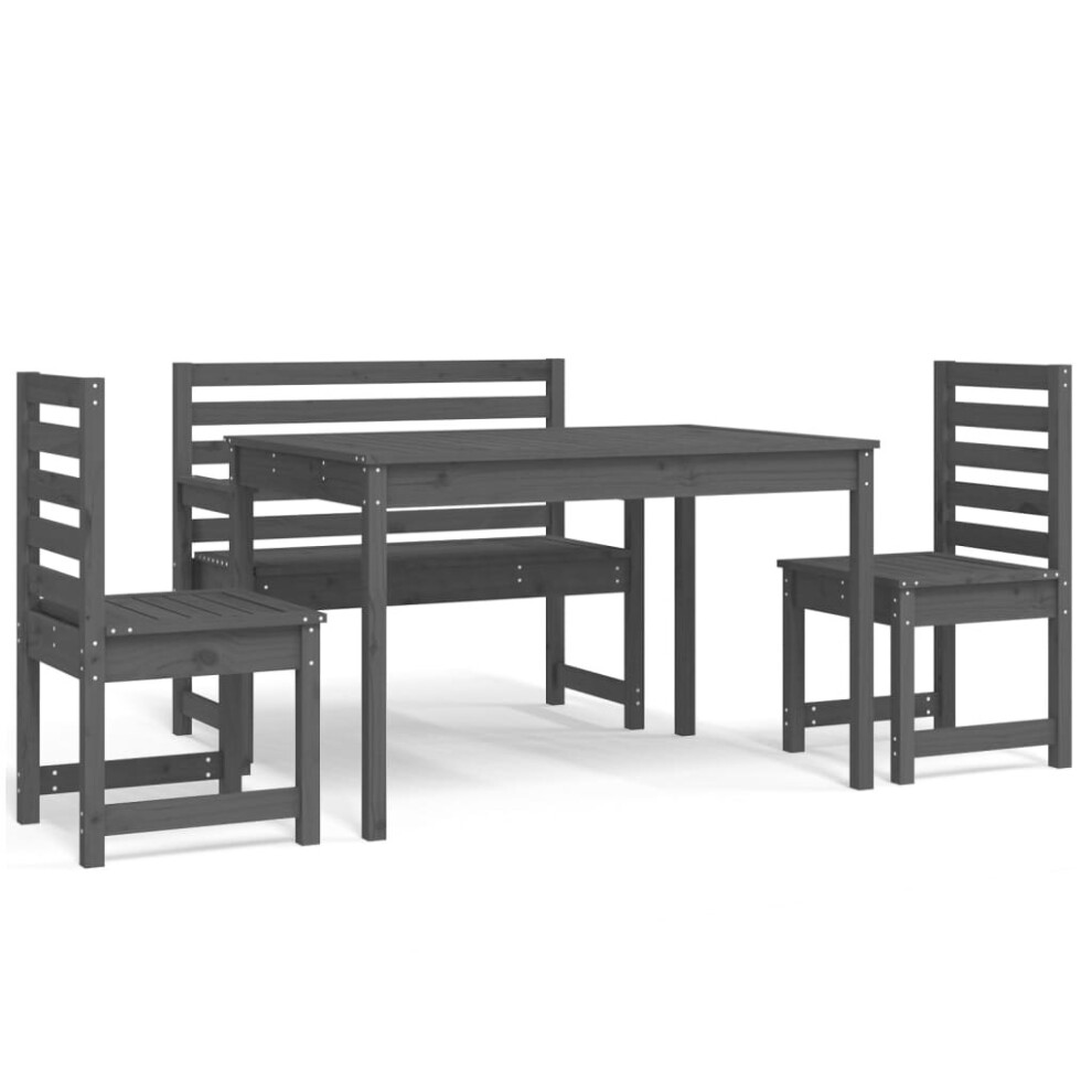 (grey pine) vidaXL Garden Dining Set Outdoor Table and Chair Set 4 Piece Solid Wood Pine