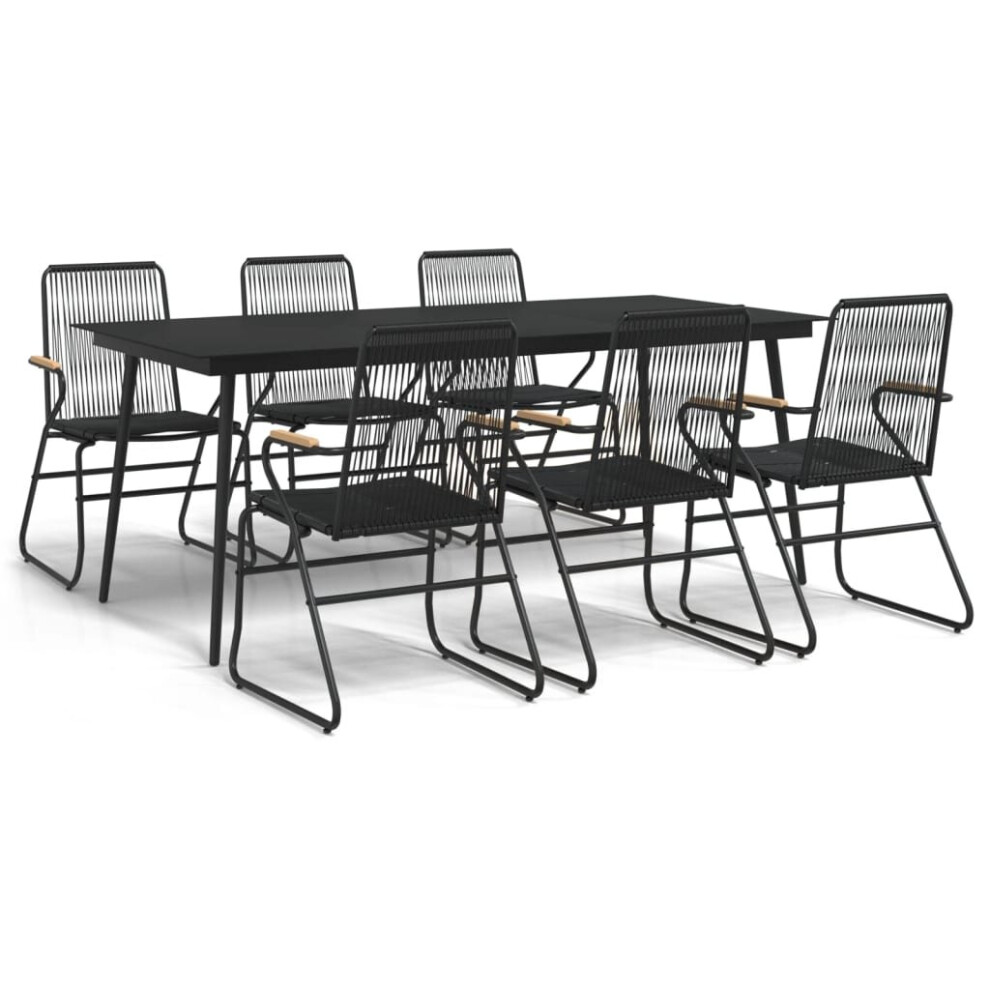 Vidaxl (7 Pcs) Garden Dining Set Outdoor Table And Chairs Lounge Set Black Pvc Rattan