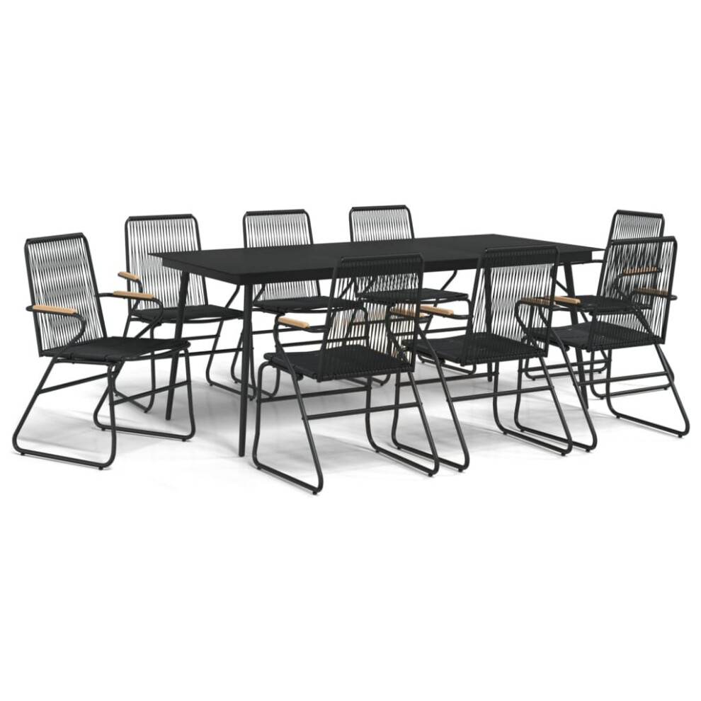 (9 pcs) vidaXL Garden Dining Set Outdoor Table and Chairs Lounge Set Black PVC Rattan