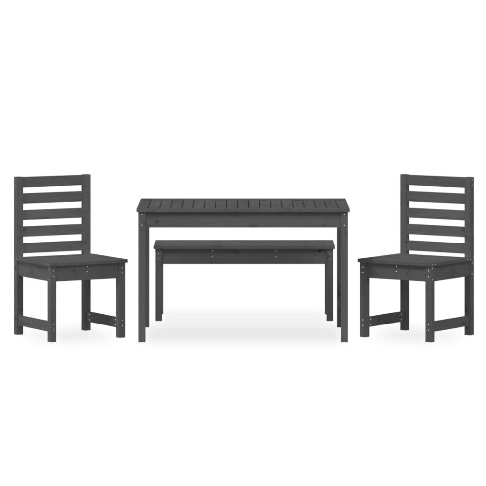 (grey pine) vidaXL Garden Dining Set Outdoor Table and Chair Set 4 Piece Solid Wood Pine