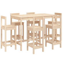 (brown) vidaXL Garden Bar Set Wooden Table and Chairs Pub Set 7 Piece Solid Wood Pine