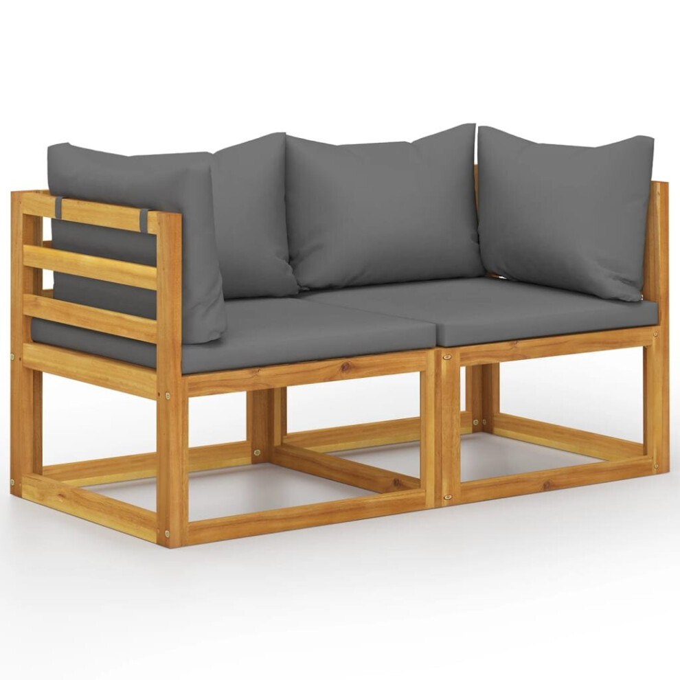 Vidaxl (Dark 2-Seater) Garden Lounge Set Outdoor Sofa Set With Cushions Solid Wood Acacia Grey
