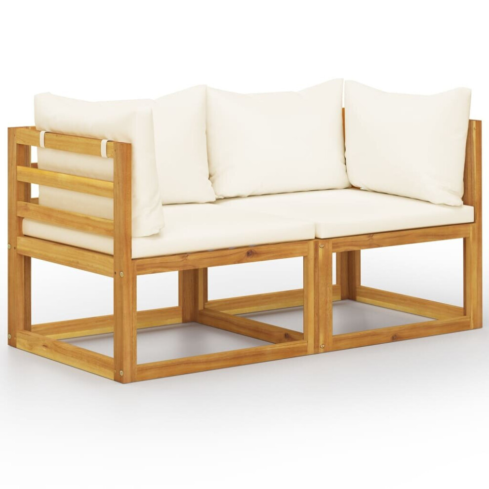 Vidaxl (Cream, 2-Seater) Garden Lounge Set Outdoor Sofa Set With Cushions Solid Wood Acacia