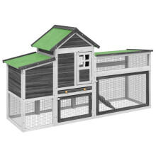 (grey) vidaXL Chicken Coop Wooden Animal Cage Chicken House Enclosure Solid Wood Pine