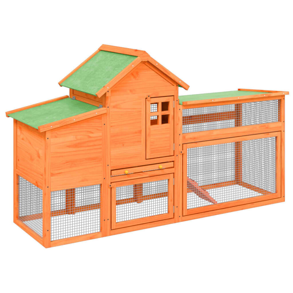 (brown) vidaXL Chicken Coop Wooden Animal Cage Chicken House Enclosure Solid Wood Pine