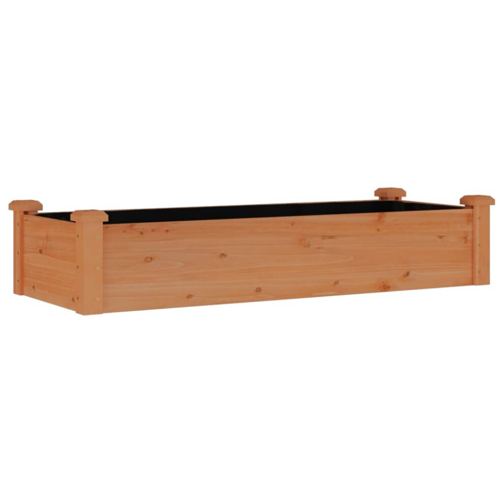 Vidaxl (Brown, 120 X 45 X 25 Cm) Garden Raised Bed Planter With Liner Plant Flower Bed Solid Wood Pine