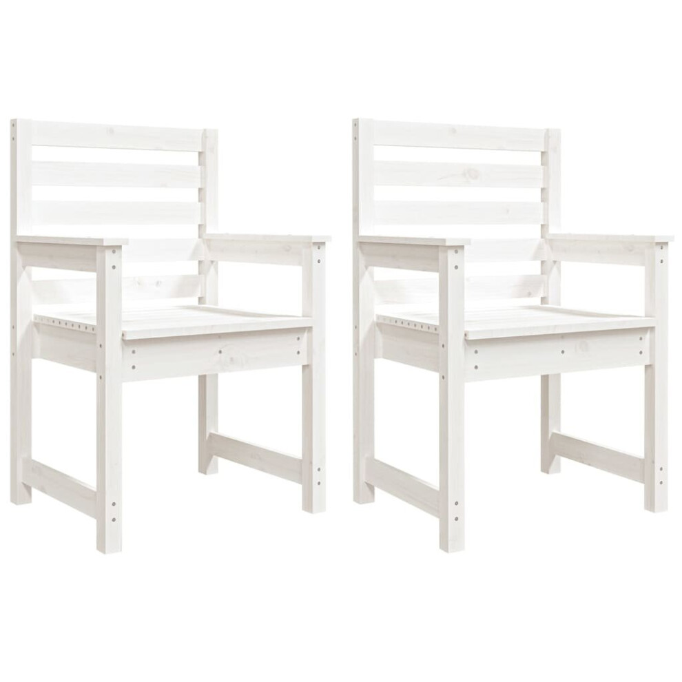 Vidaxl (White Pine, 60 X 48 X 91 Cm) Garden Chairs Outdoor Chair Wooden Chair Seating Patio 2 Pcs Pinewood