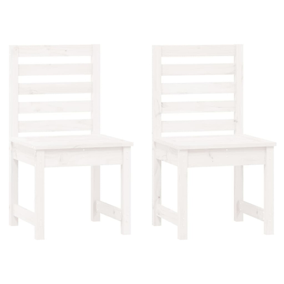 Vidaxl (White Pine, 40.5 X 48 X 91.5 Cm) Garden Chairs Outdoor Chair Wooden Chair Seating Patio 2 Pcs Pinewood