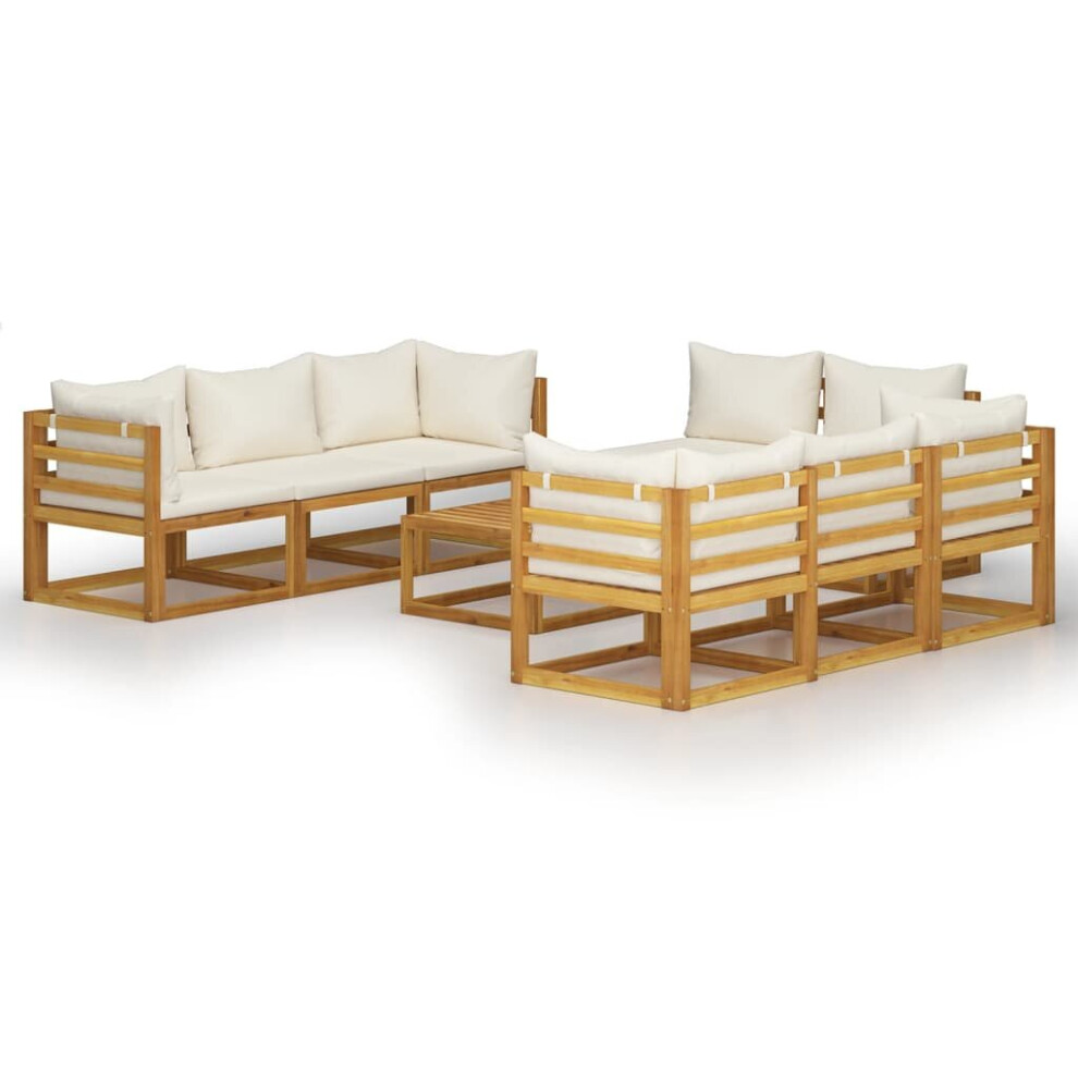 (cream, 4x Corner + 4x Middle + table) vidaXL Garden Lounge Set Outdoor Sofa Set With Cushions Solid Wood Acacia